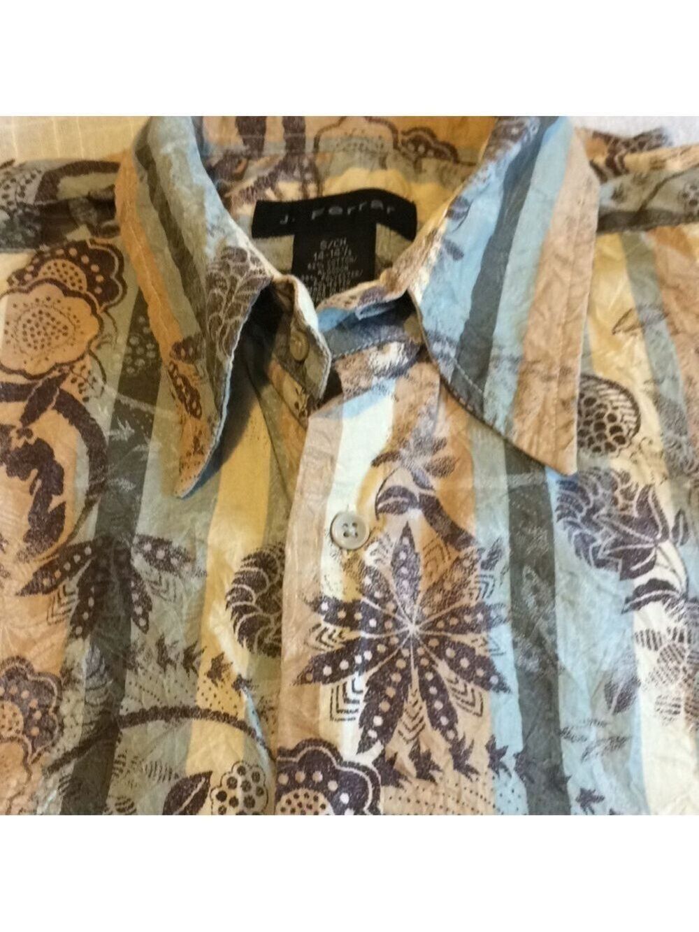 J. Ferrar Paisley Striped Button Up Shirt Large